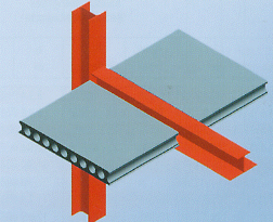 Floor system consisting of special beams and prefabricated concrete plates