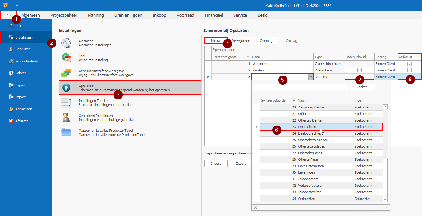 Opstarten | Matrix Knowledge Base