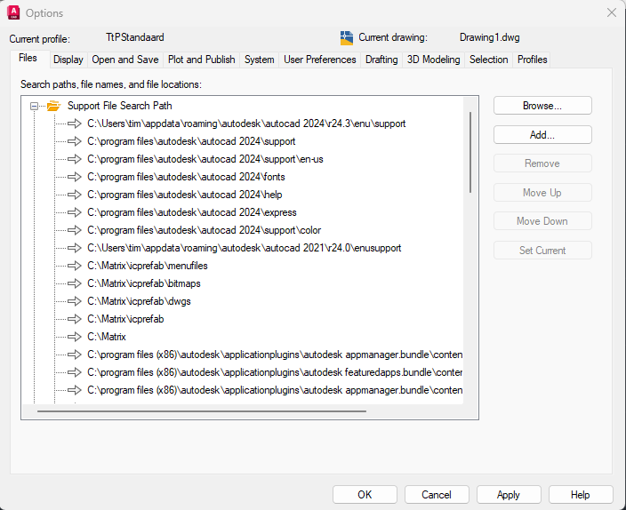 Acad Support File Support Path