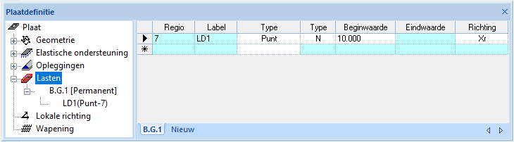 Plate definition: loads