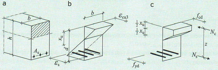 Calculation assumptions for limit height of compression zone for members in bending