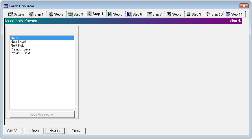 Loads Generator Step 4: Level Field Preview